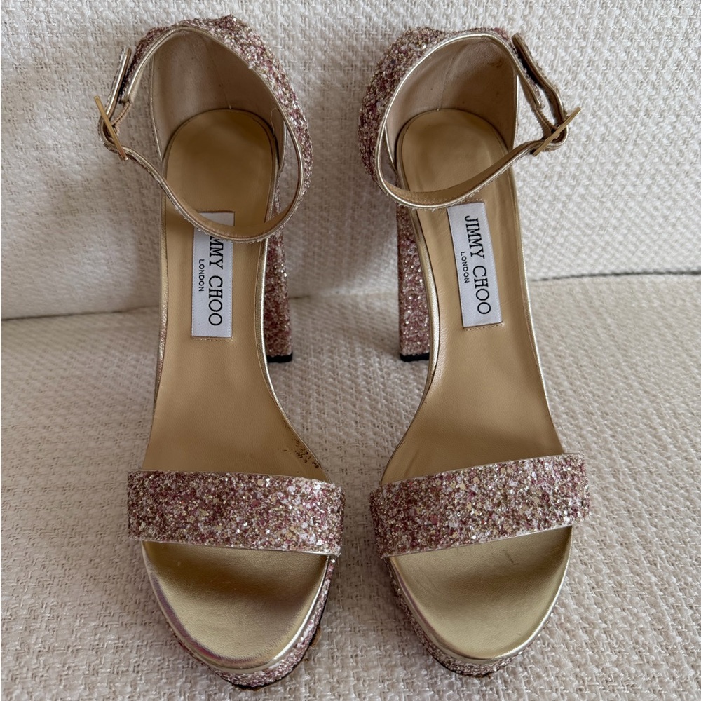 Jimmy Choo Sparkling Rose Glitter Heel